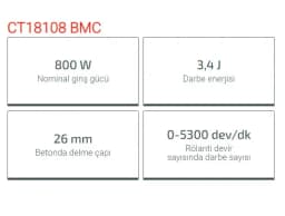 Crown Kırıcı-Delici Sds Plus 800W Ct18108 Bmc