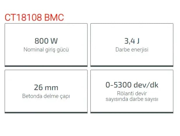 Crown Kırıcı-Delici Sds Plus 800W Ct18108 Bmc