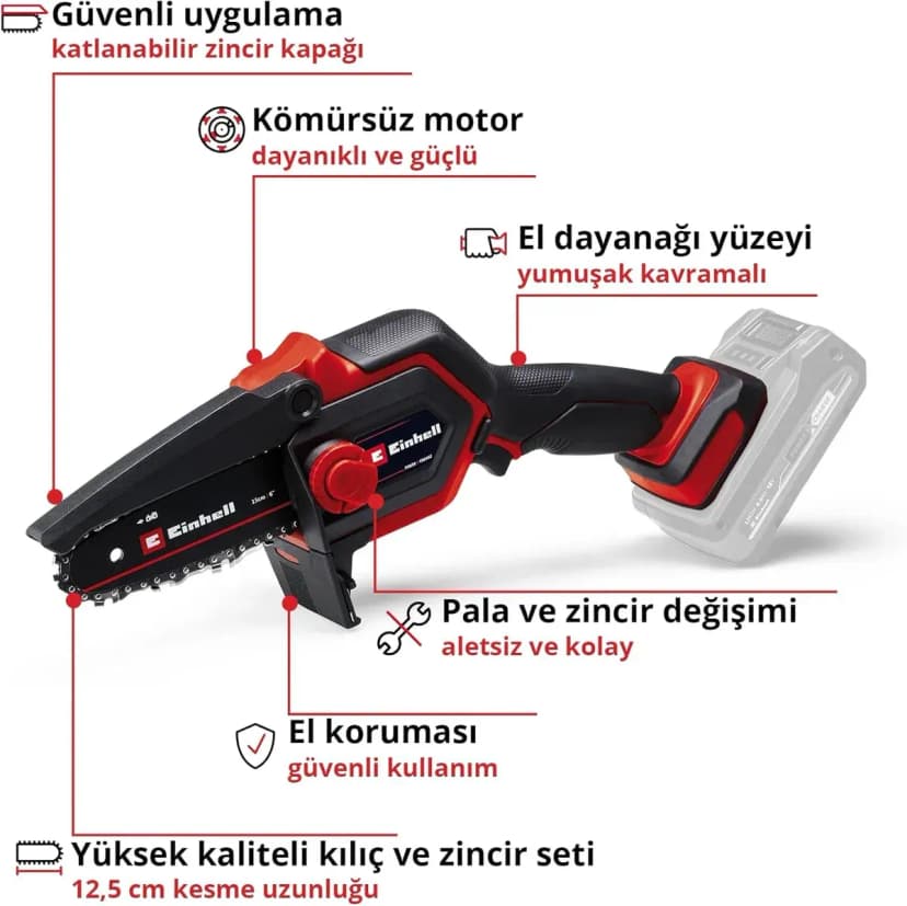 Einhell GE-PS 18/15 Li BL - Solo Akülü Dal Budama Testeresi - 4600040