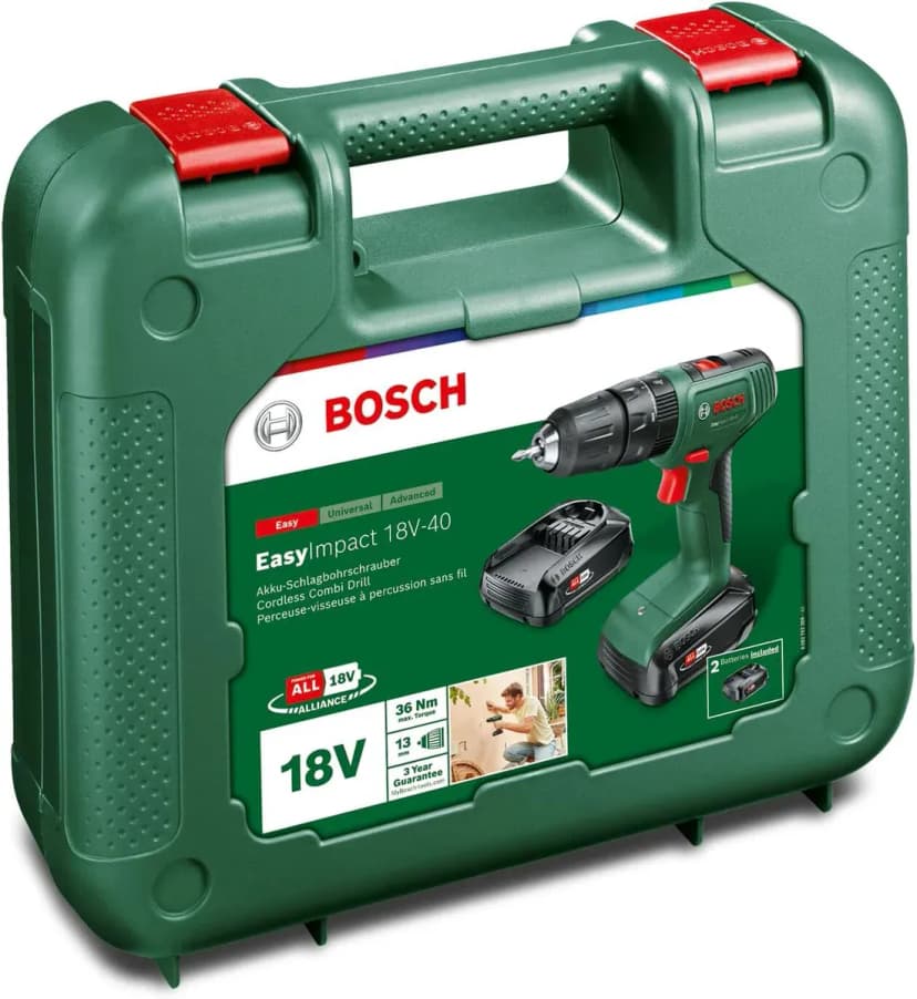 Bosch EasyImpact 18V-40 2 Ah Çift Akülü Darbeli Vidalama Makinesi - 06039D8108