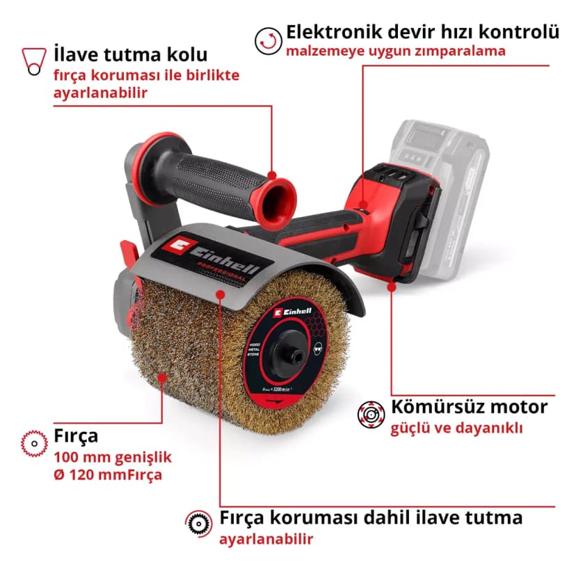 Einhell TP-BR 18/32 Li BL - Solo, Akülü Zımpara Rulosu Tek Akülü 2.5 Ah + Şarj Cihazlı