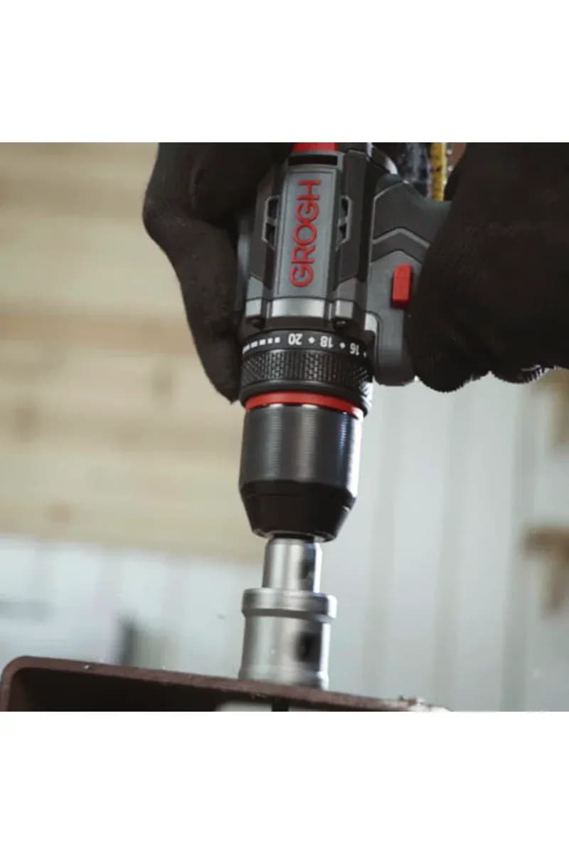 GROGH Kömürsüz Motorlu Şarjlı Matkap 20V Solo GRX2011 | Çift Vitesli Akülü Vidalama