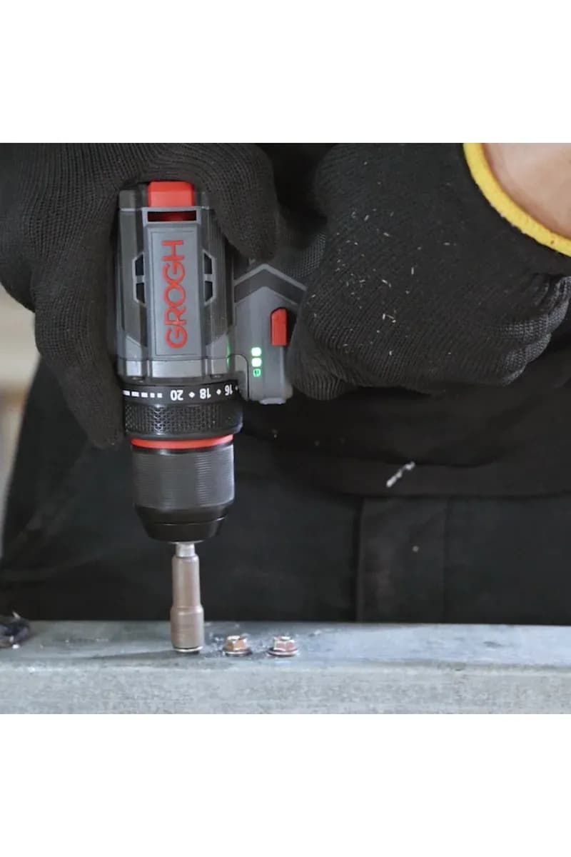 GROGH Kömürsüz Motorlu Şarjlı Matkap 16V 2Ah - GRX1633-2 BMC | Çift Vitesli Akülü Vidalama