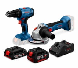 Bosch GSB 183-LI Akülü Darbeli Delme/Vidalama Makinesi + GWS 18V-8 Akülü Taşlama Makinesi (1x GBA 18V 2.0Ah Akü, 1x GBA 18V 5.0Ah Akü, GAL 18V-40 Şarj Aleti)