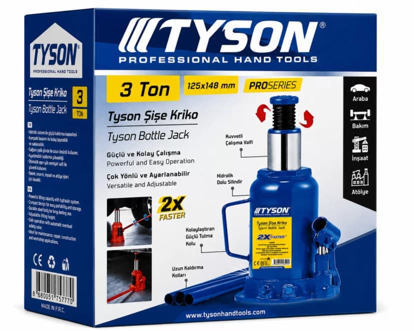 Tyson Şişe Kriko 3 Ton