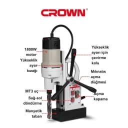 Crown Manyetik Matkap 1800W CT32030 BMC