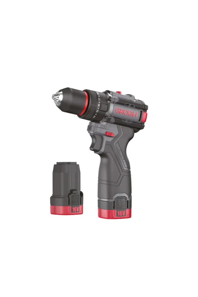 GROGH Kömürsüz Motorlu Şarjlı Darbeli Matkap 16V 2Ah GRX1634-2 BMC | Çift Vitesli Akülü Vidalama